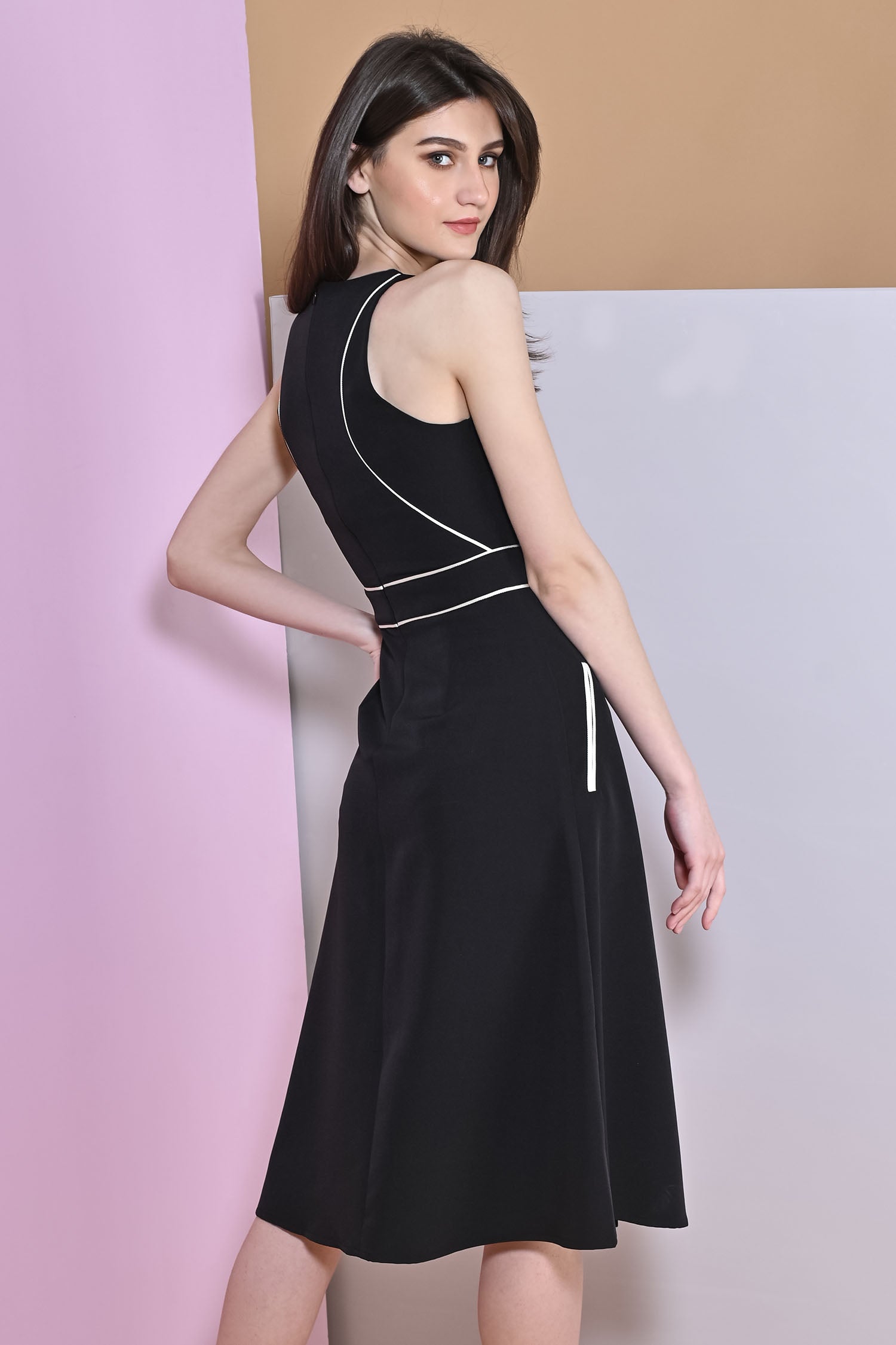 A-Line Black Slit Dress