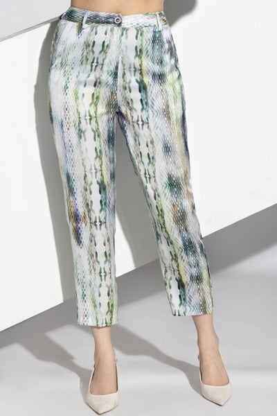 Misty Moss Printed Kaftan with Slim Fit Pants