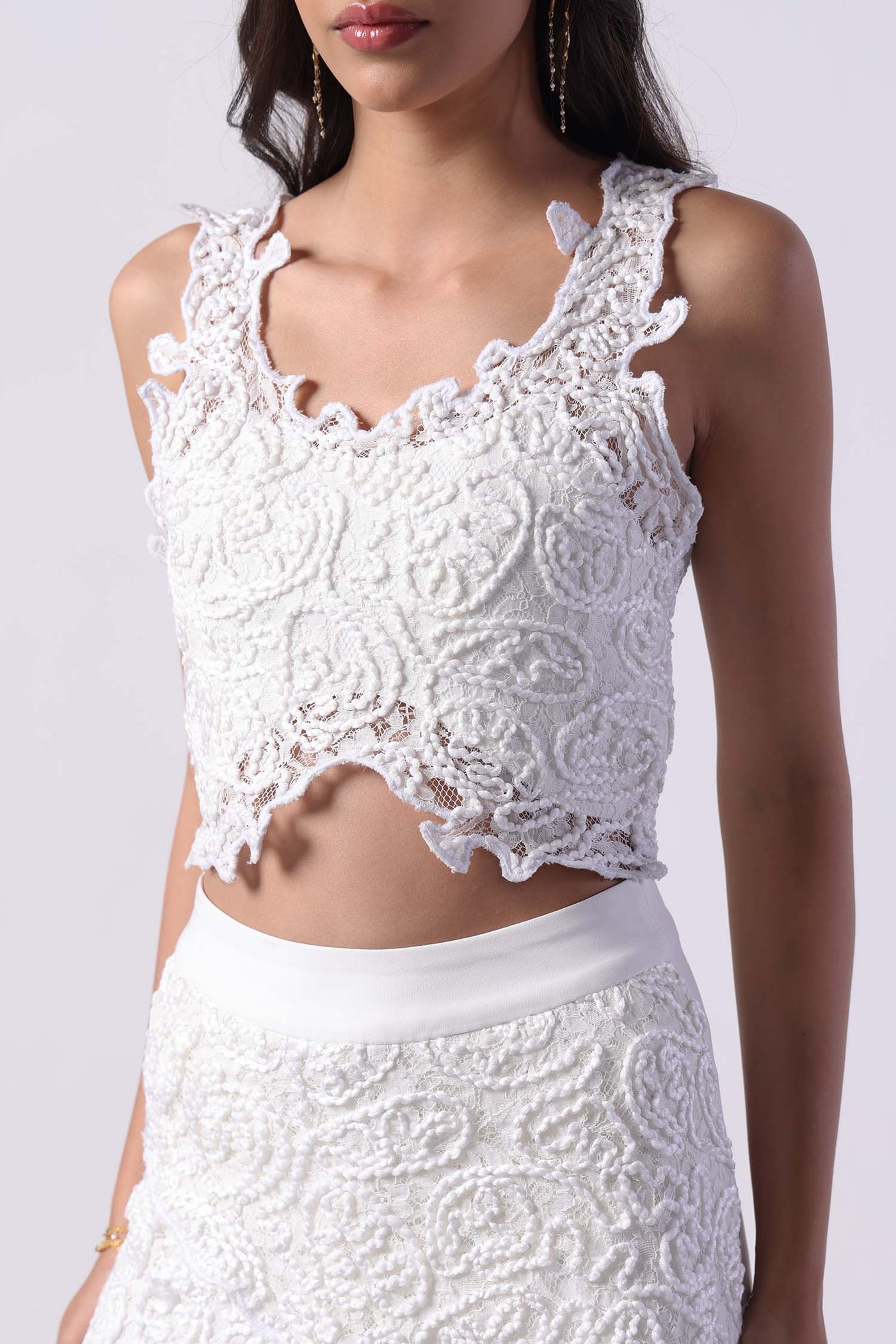 Romance Textured Sleeveless Crop Top