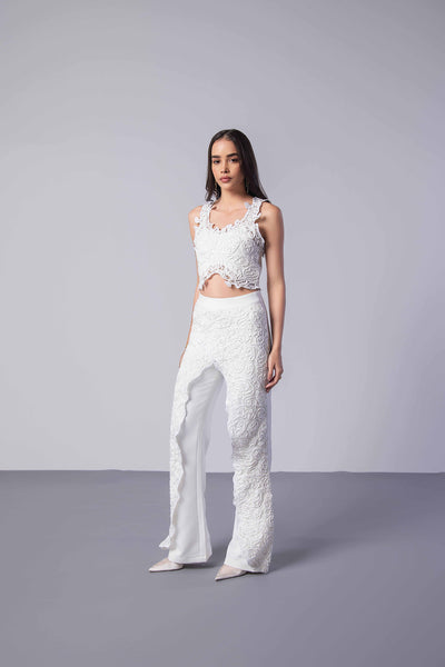 Romance Textured Sleeveless Crop Top And Pants