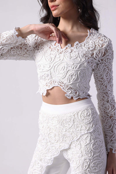 Romance Textured Full sleeves Crop Top