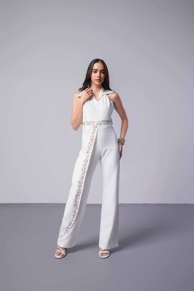 Romance Halter Embroidered Jumpsuit