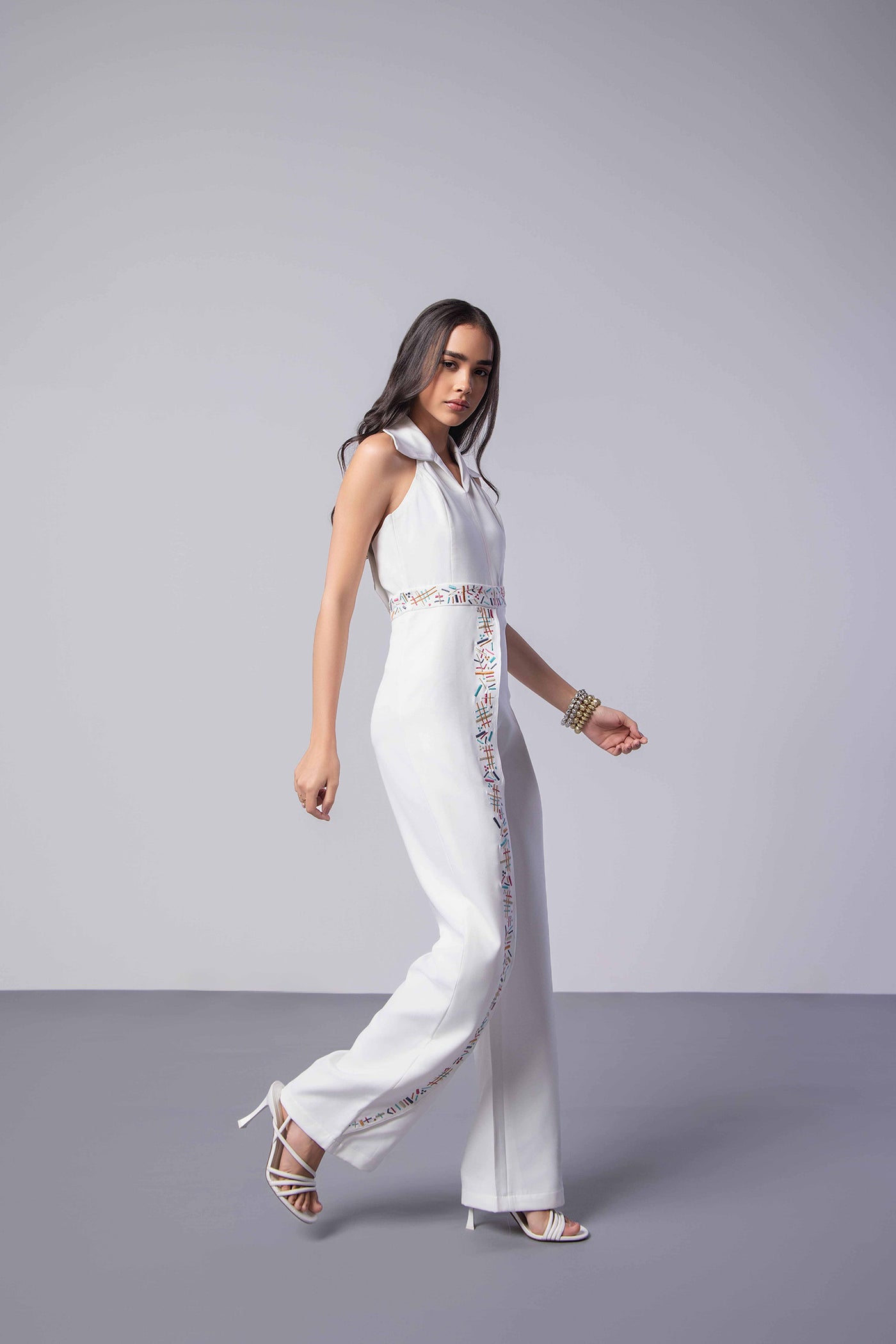 Romance Halter Embroidered Jumpsuit