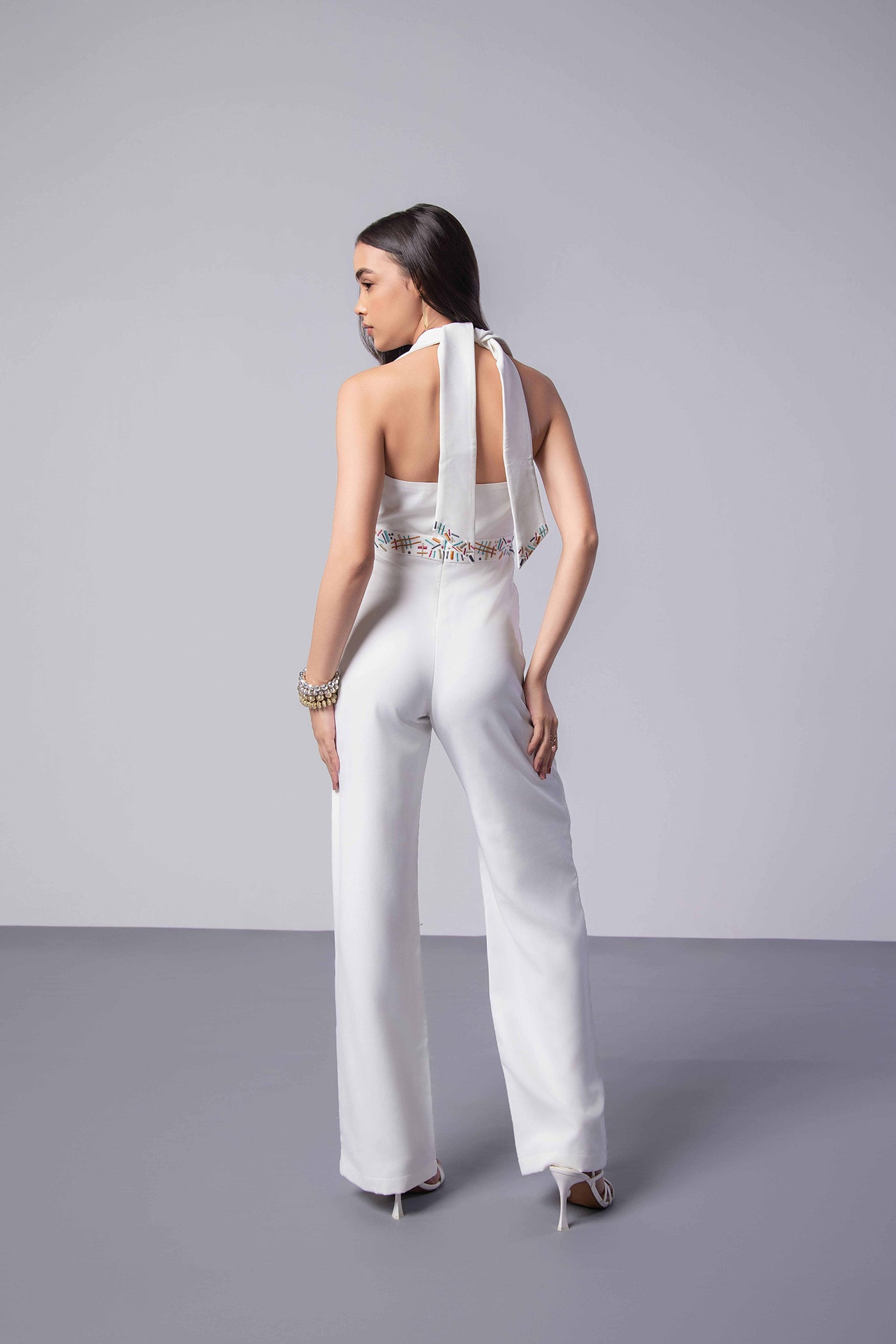 Romance Halter Embroidered Jumpsuit