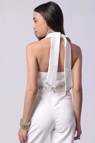 Romance Halter Embroidered Jumpsuit