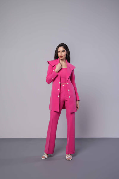 Hot Pink Trench Coat Full sleeves