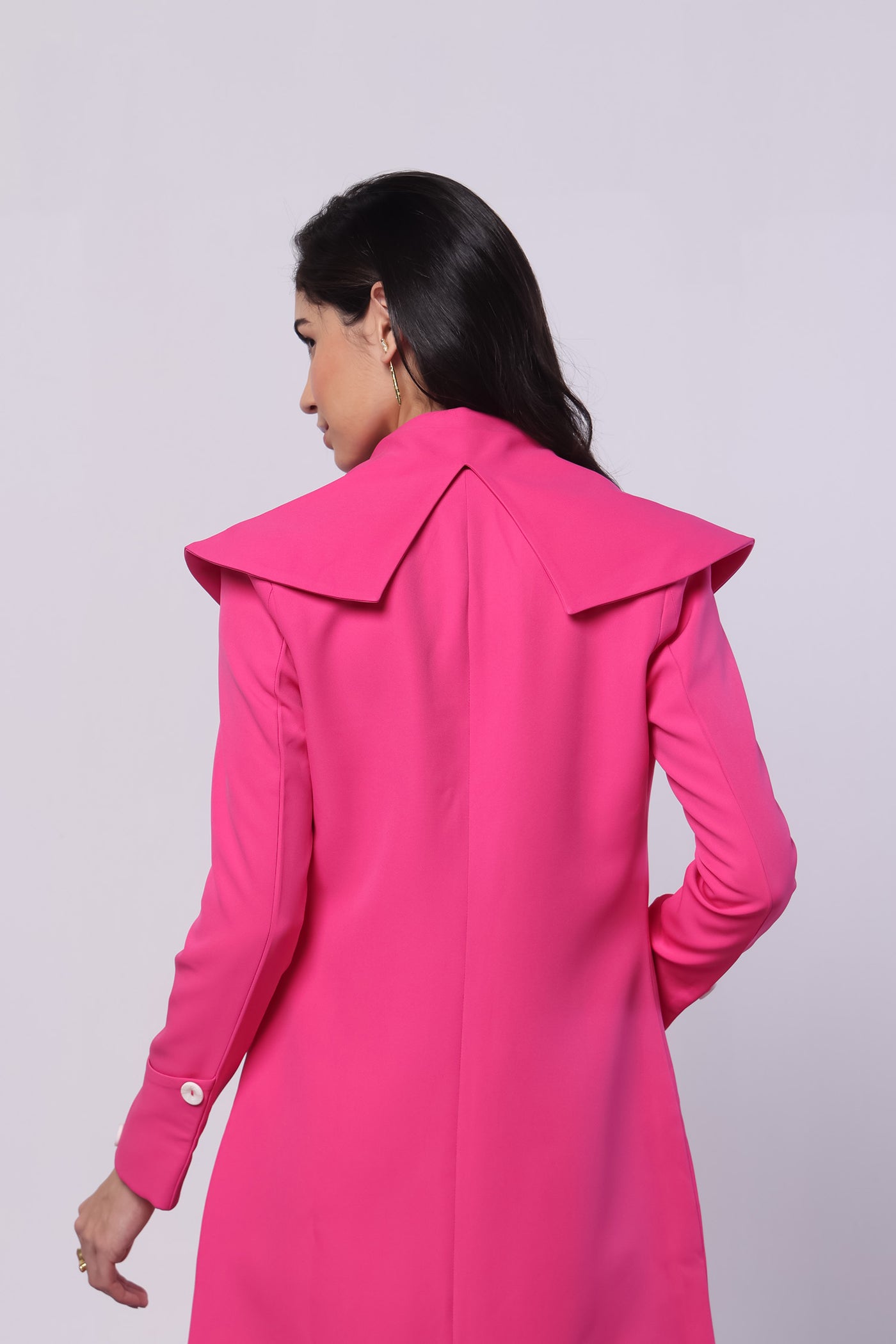 Hot Pink Trench Coat Full sleeves