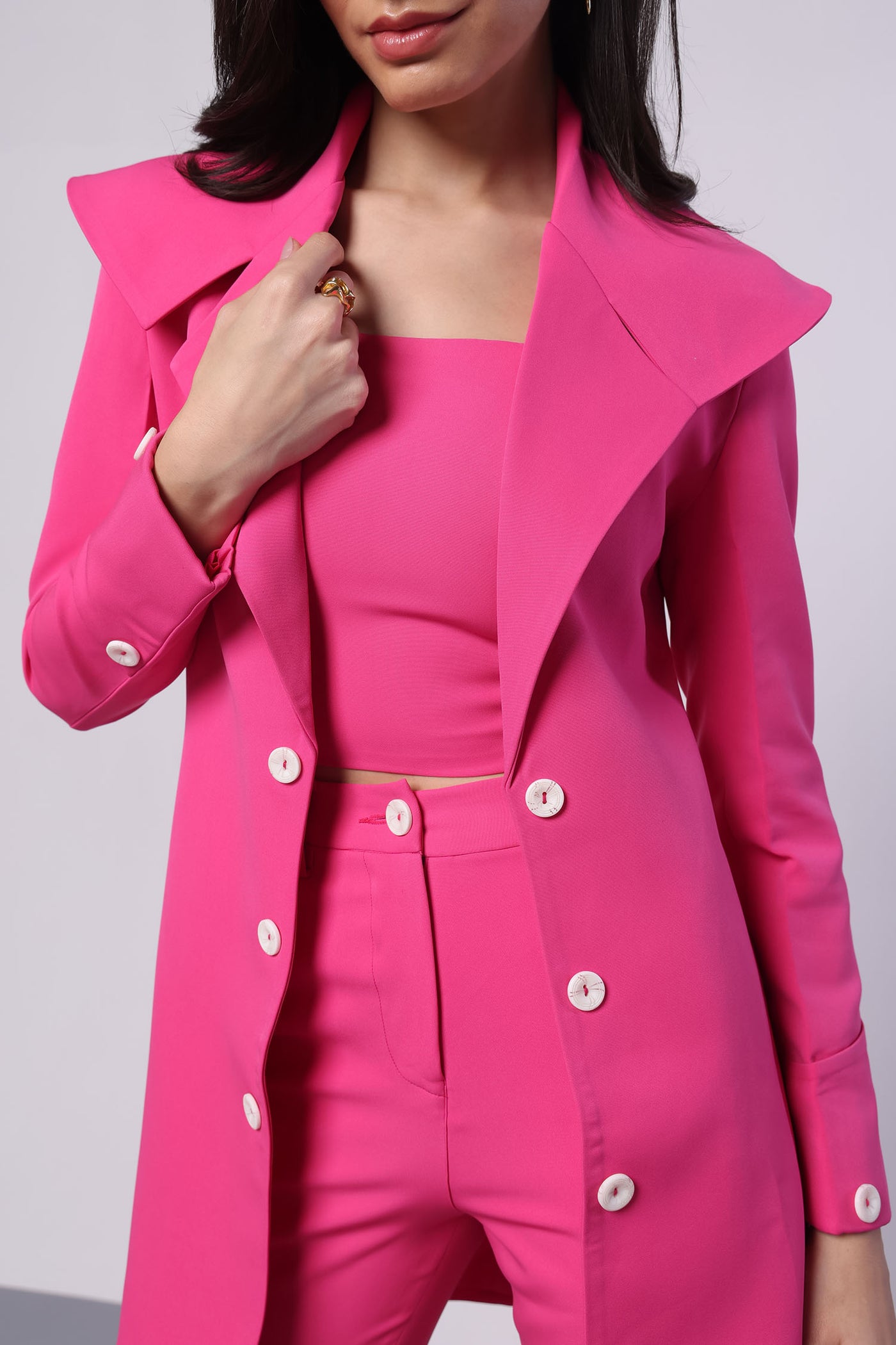 Hot Pink Trench Coat Full sleeves