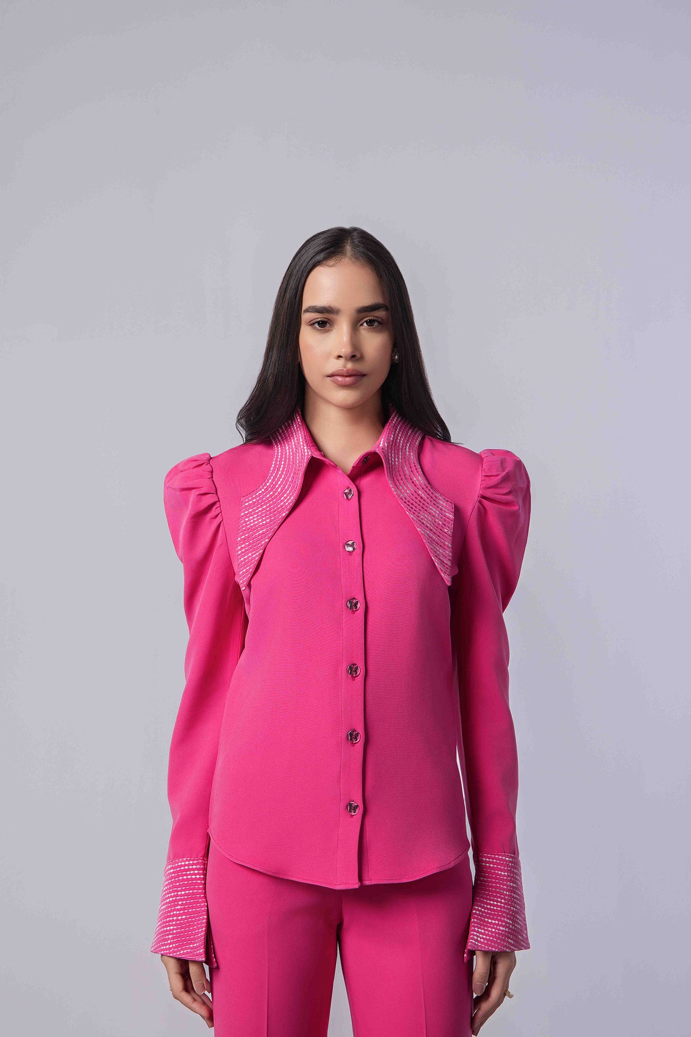 Hot Pink Shirt With Trousers