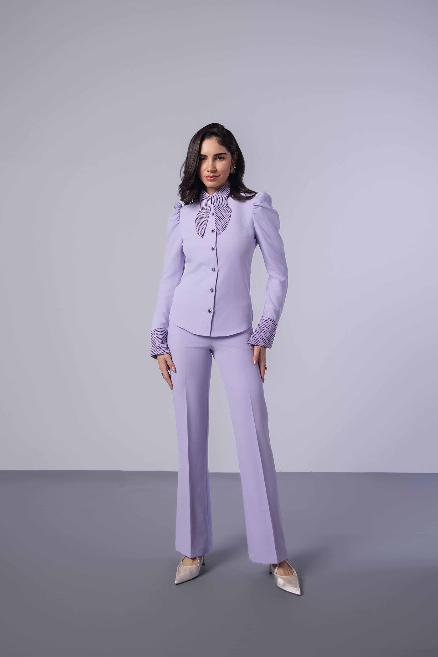 French Lilac Shirt With Trousers