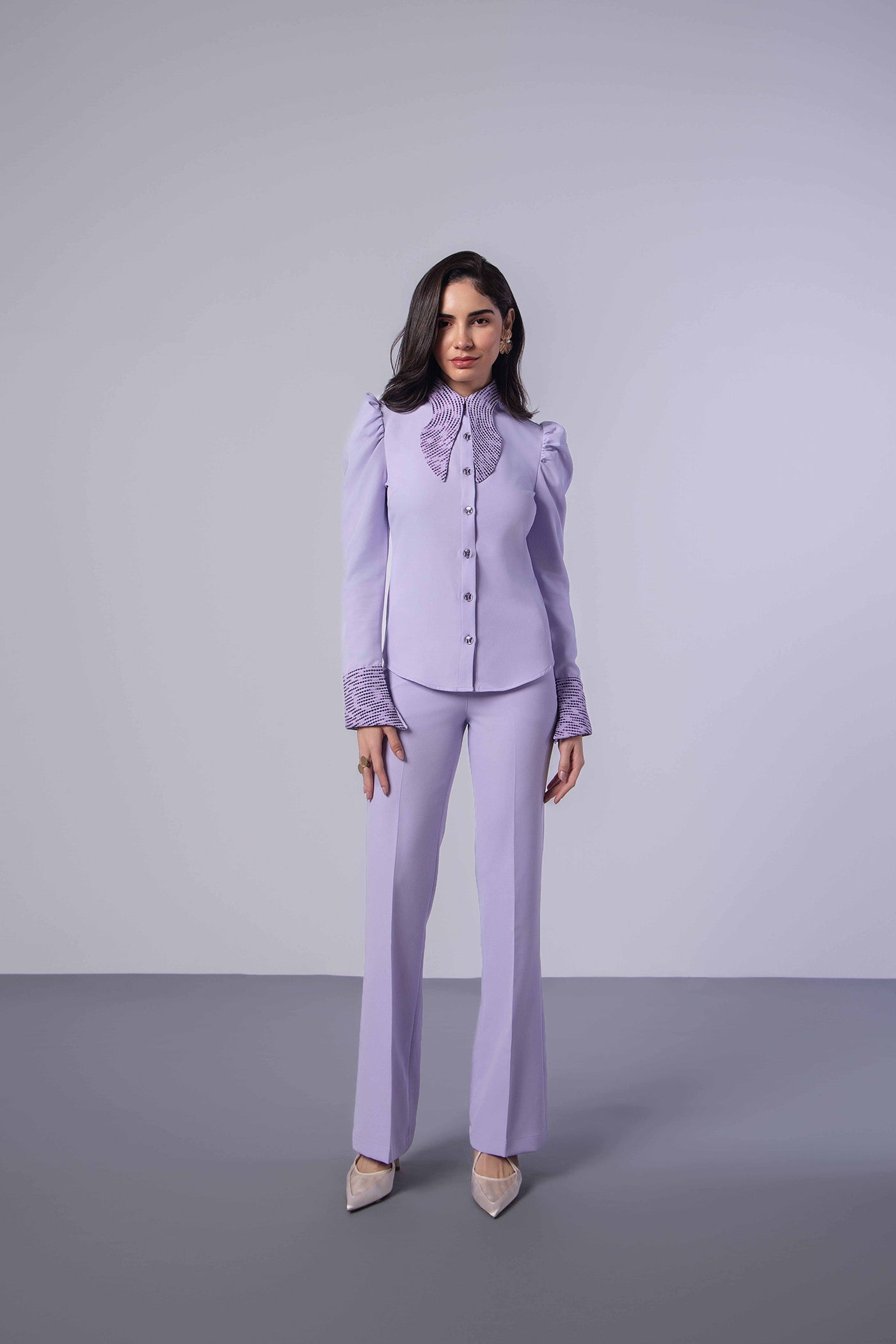 French Lilac Shirt With Trousers