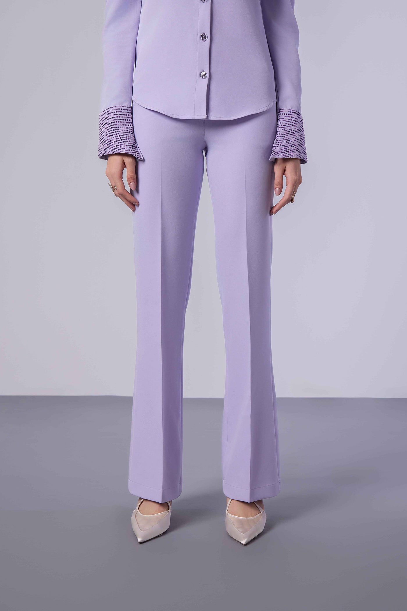 French Lilac Shirt With Trousers