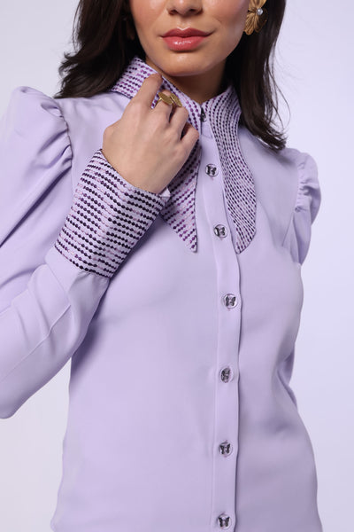 French Lilac Embroidered Shirt