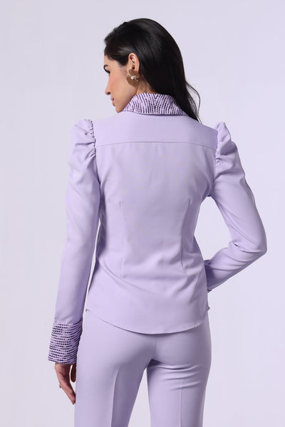 French Lilac Embroidered Shirt