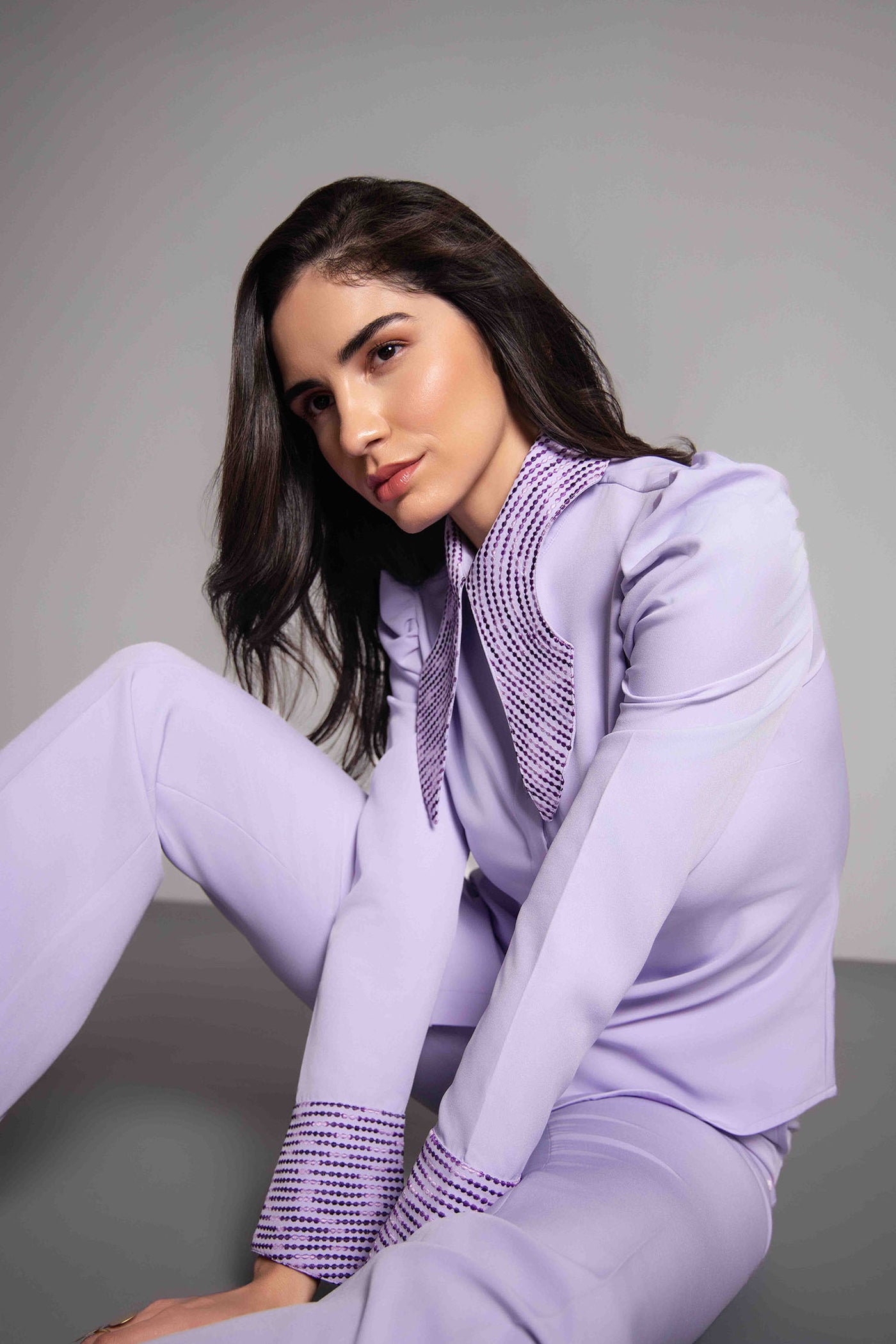 French Lilac Shirt With Trousers