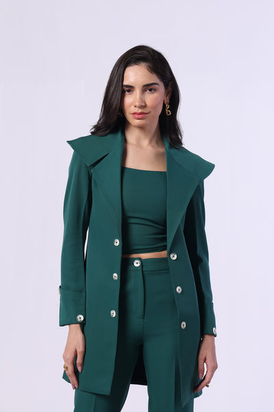 Bottle Green Trench Coat Full sleeves