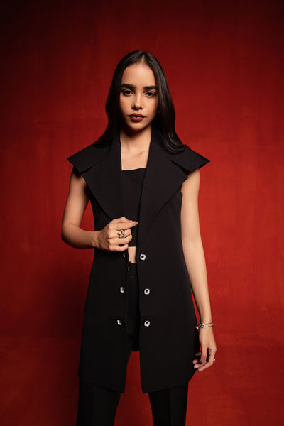 Black Trench Coat (Sleeveless)