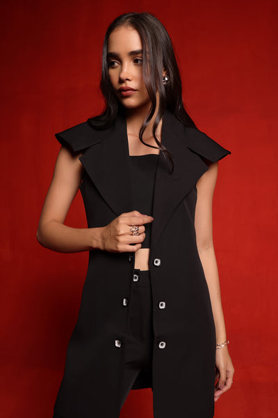 Black Trench Coat (Sleeveless)