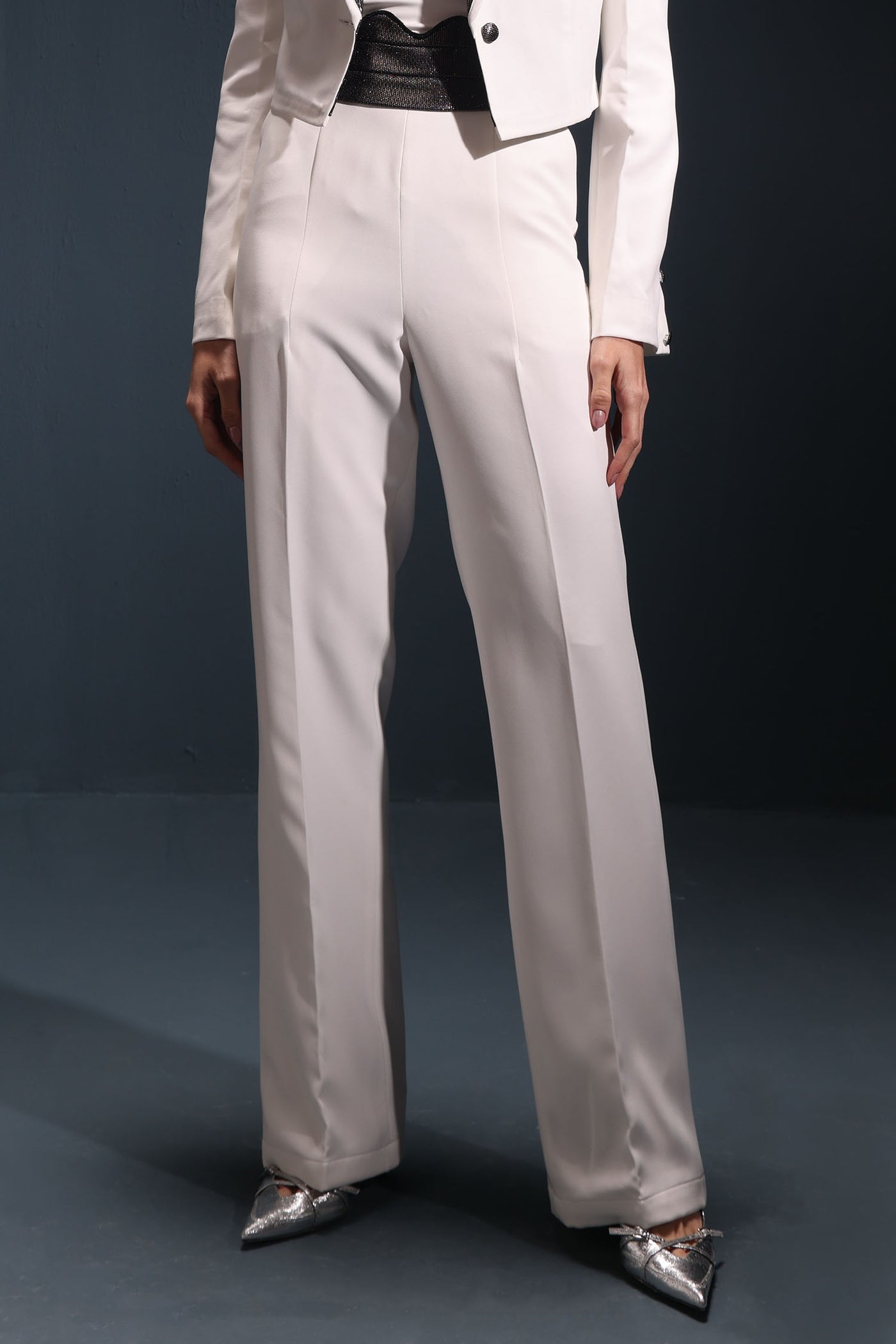 Romance Shimmer Curve Cropped Trousers