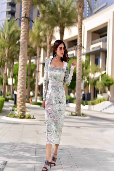 Neha Malik in Envy Velvet Long Dress