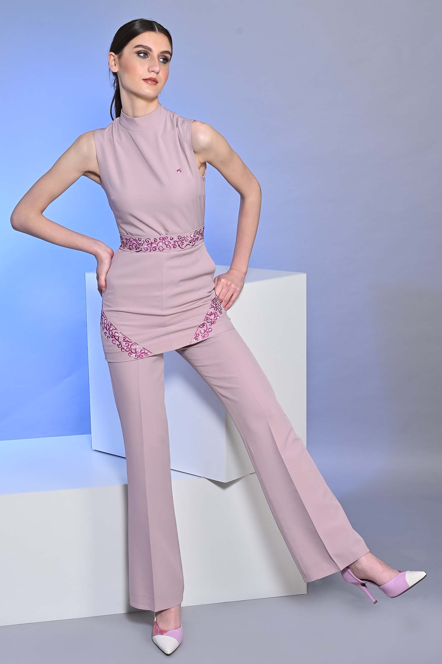Blossom Pink Flared Trousers