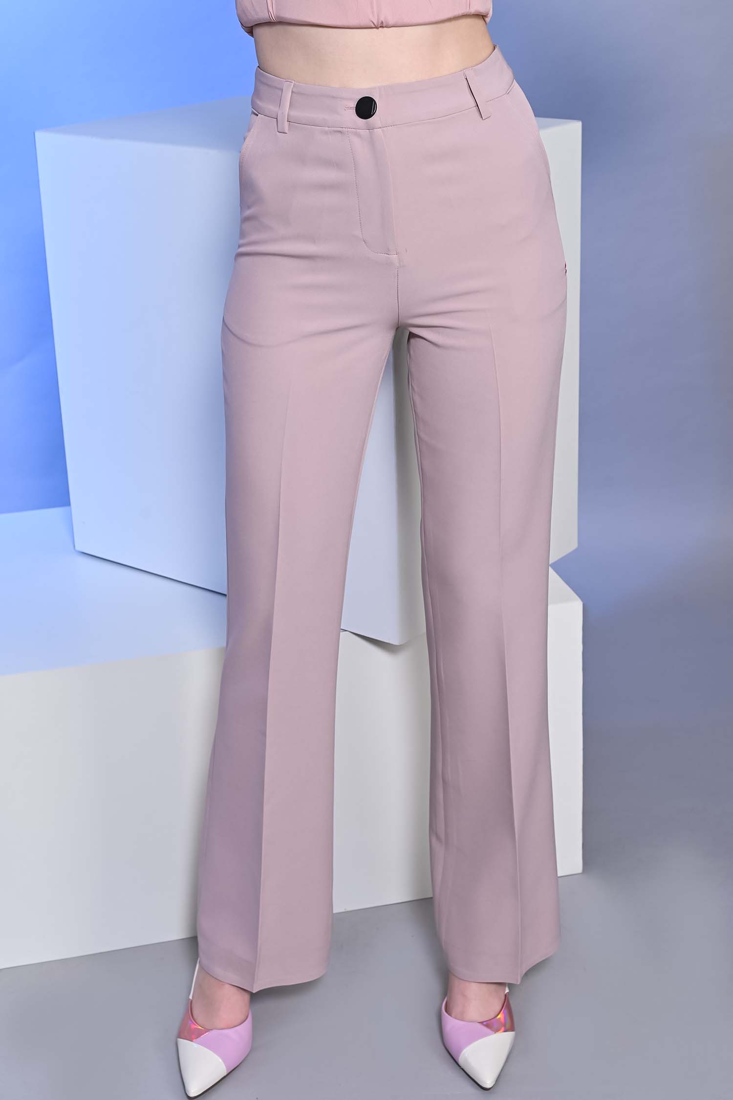 Salt Attire Women's Pink Straight fit Mid Rise Pants