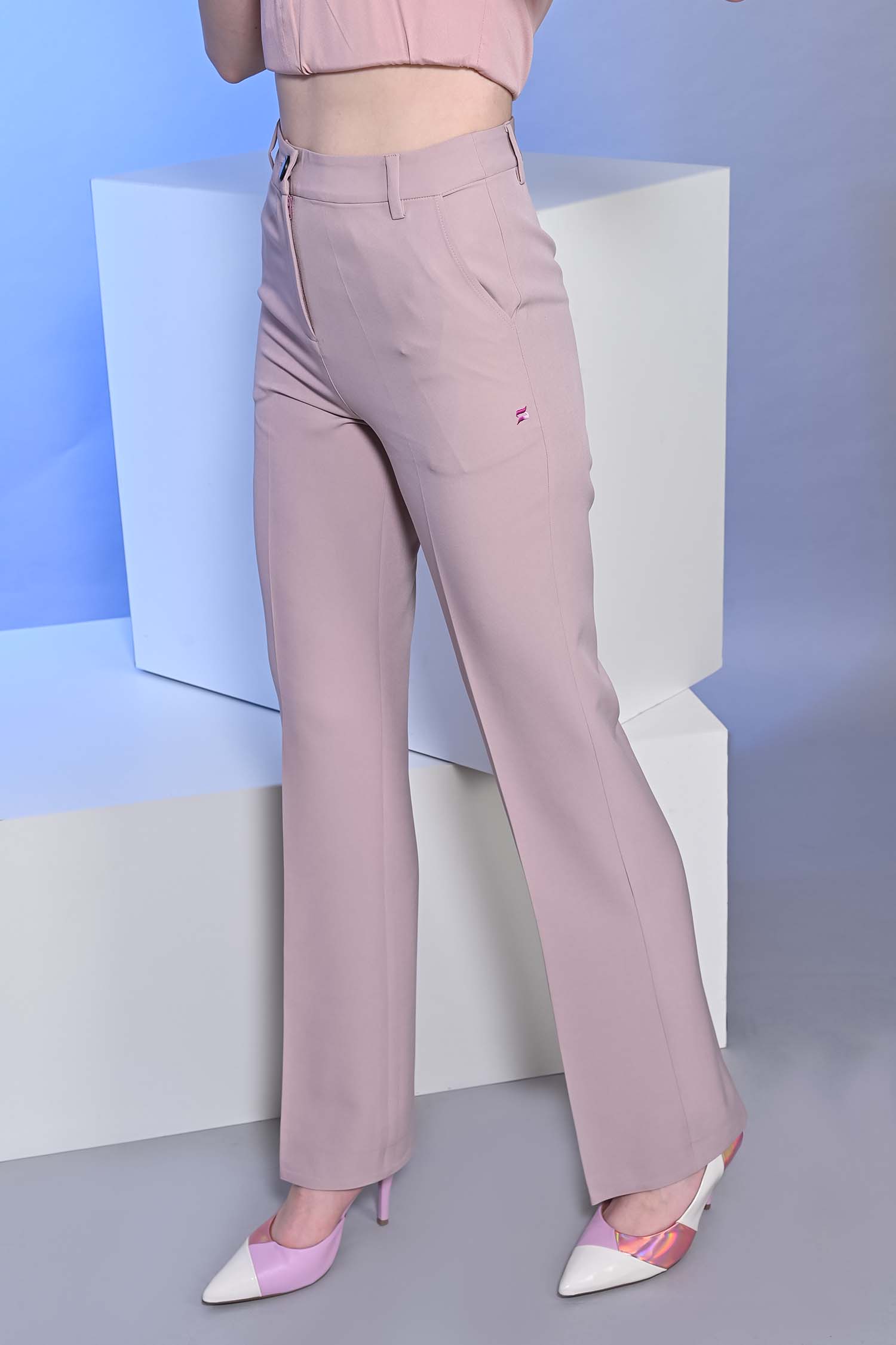 Blossom Pink Flared Trousers