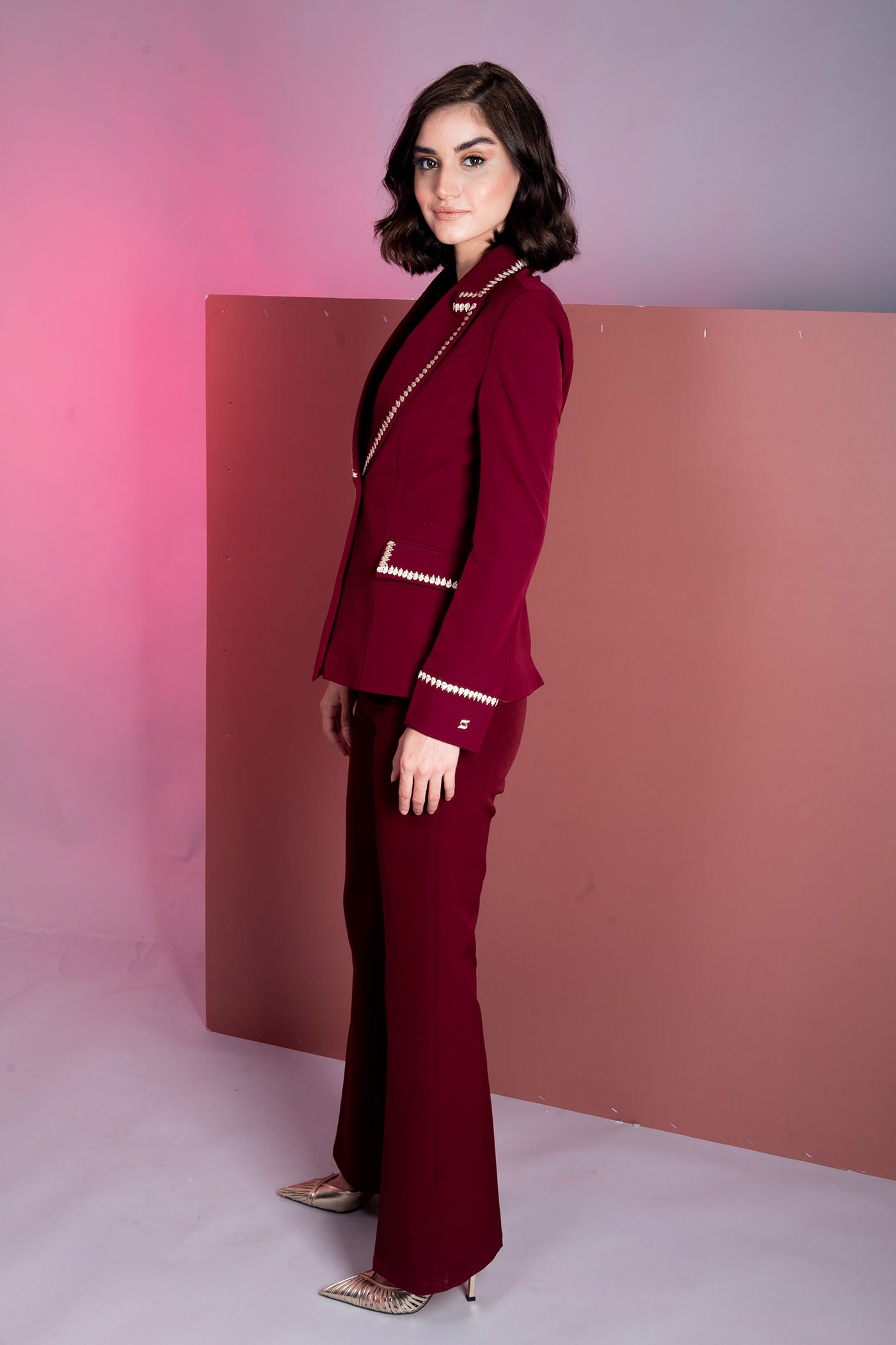 Sanguine Embroidered Petal Blazer