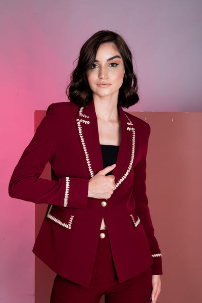 Sanguine Embroidered Petal Blazer