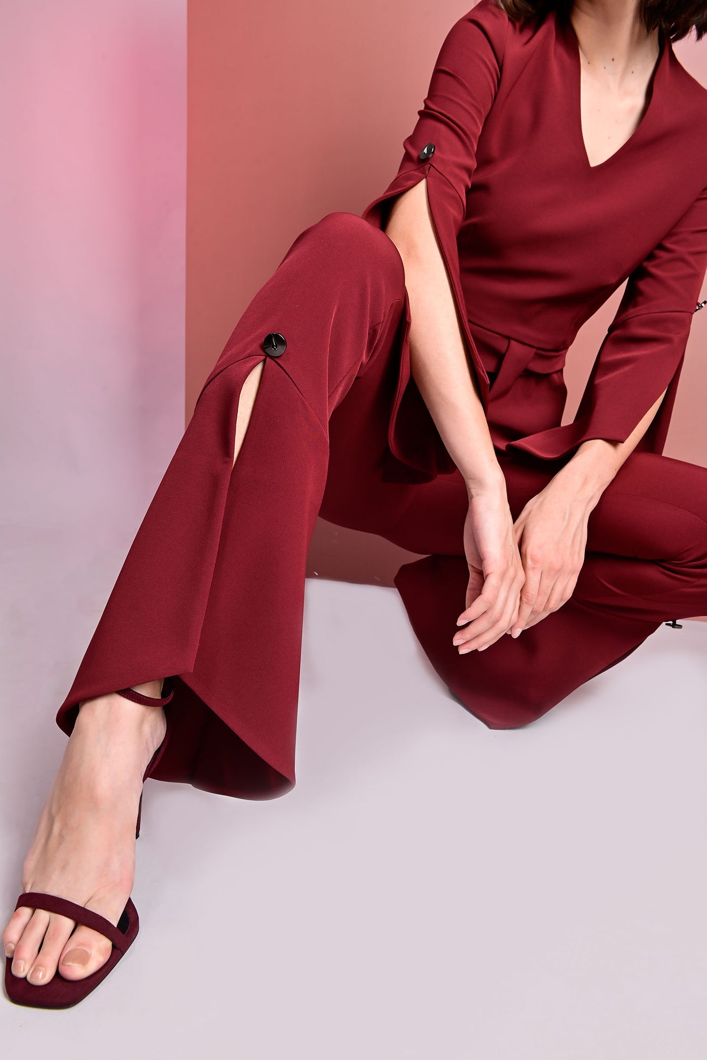 Sanguine High Waist Flared Slit Trousers