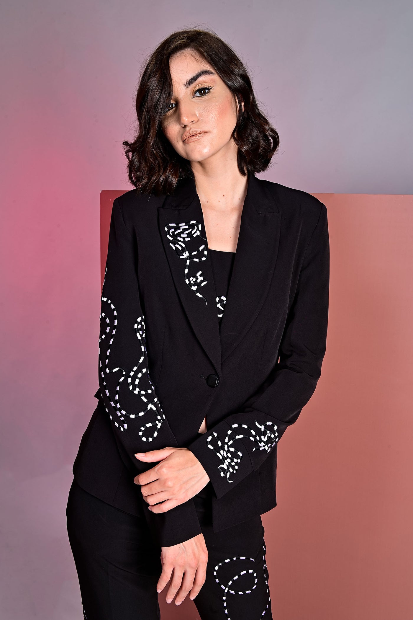 Black Embroidered Blazer