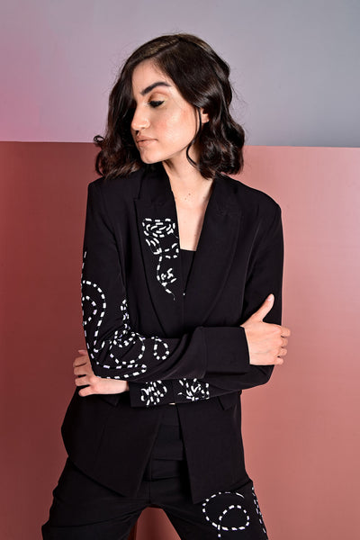 Black Embroidered Blazer