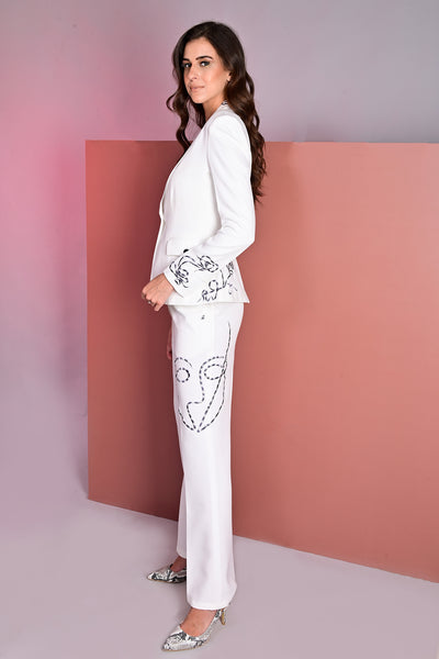 Guneet Virdi in Romance Embroidered Blazer With Crop Top And Flared Pants