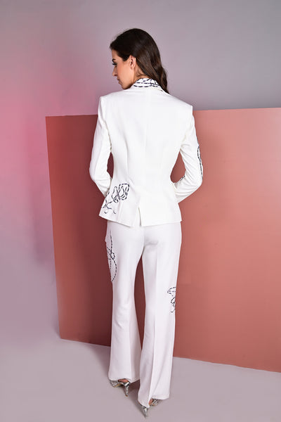 Guneet Virdi in Romance Embroidered Blazer With Crop Top And Flared Pants