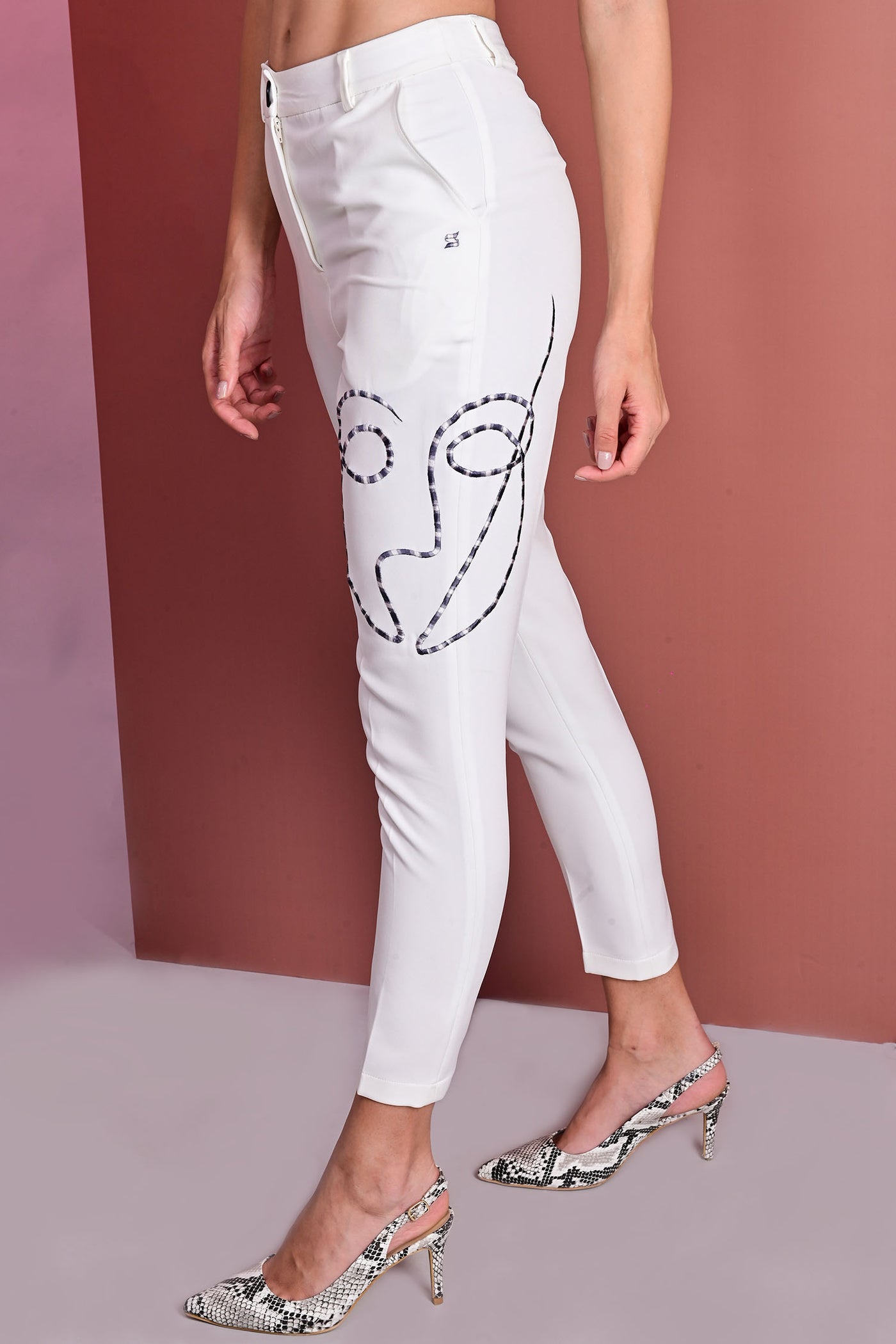 Romance Embroidered Slim Leg Trousers