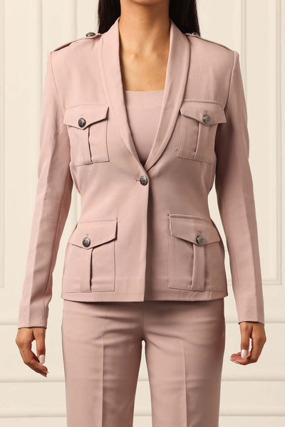 Blossom Pink Box Pleated Blazer