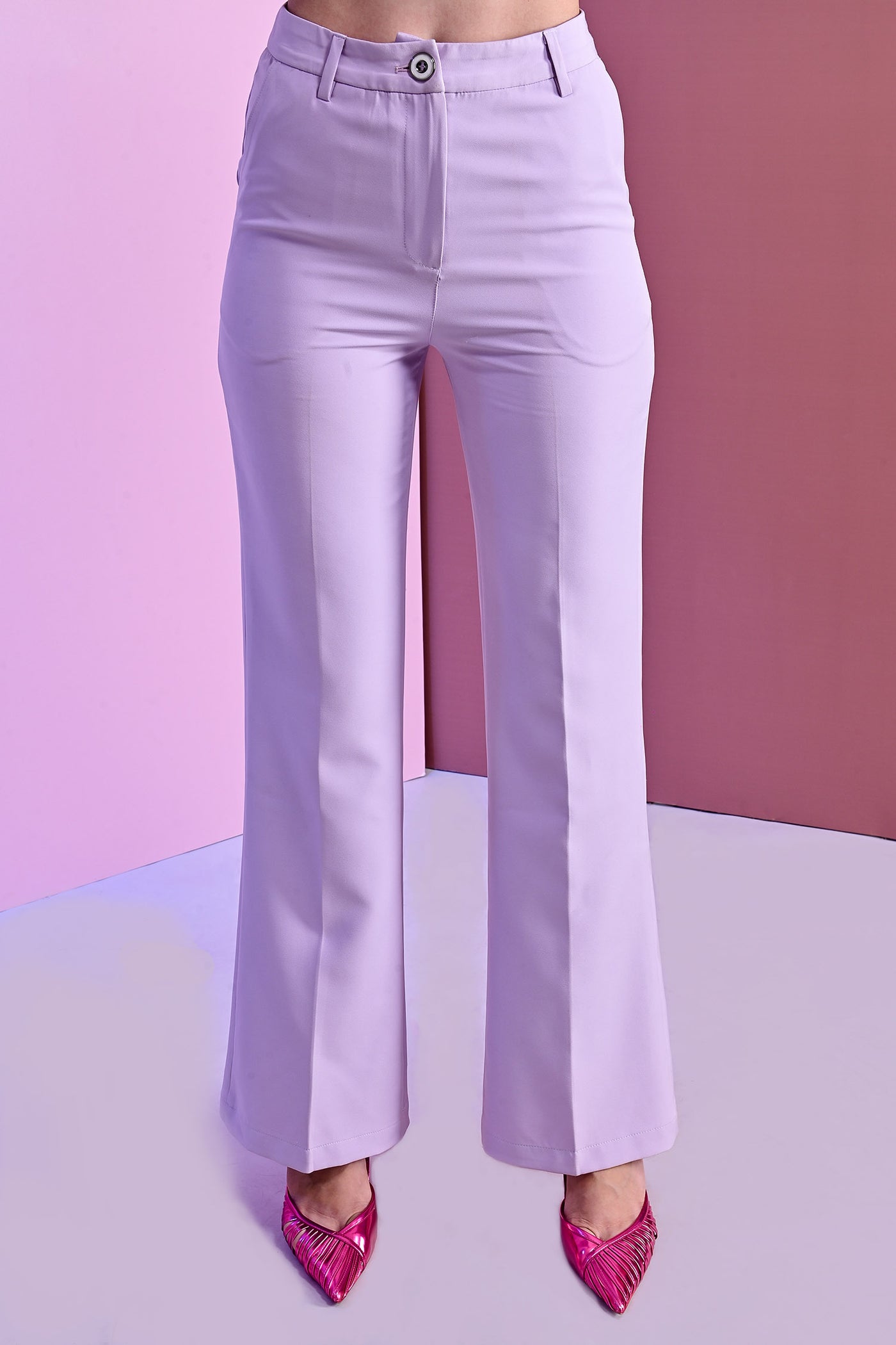 French Lilac Flared Trousers