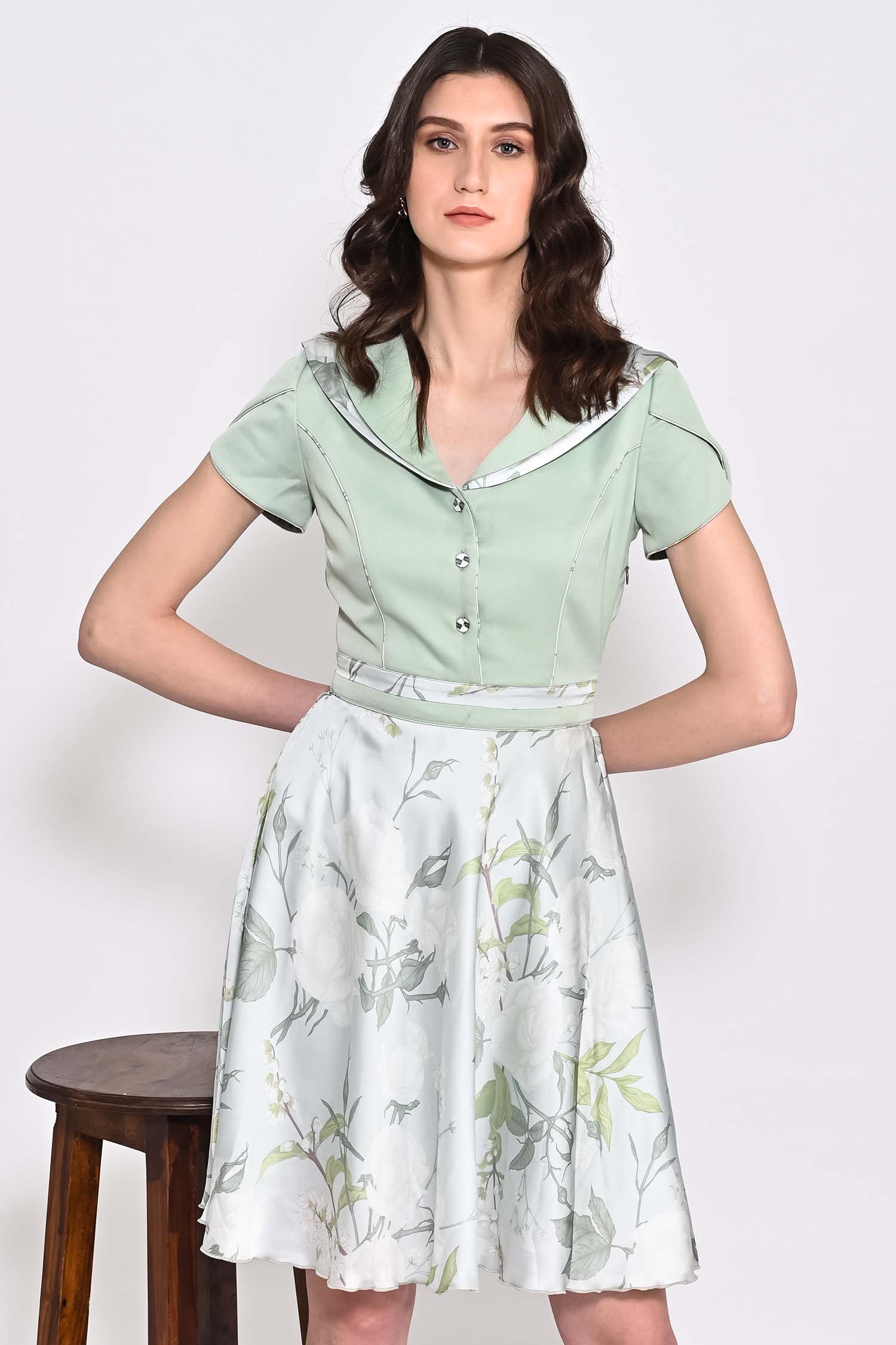 Pixie Green Norway printed short flared dress