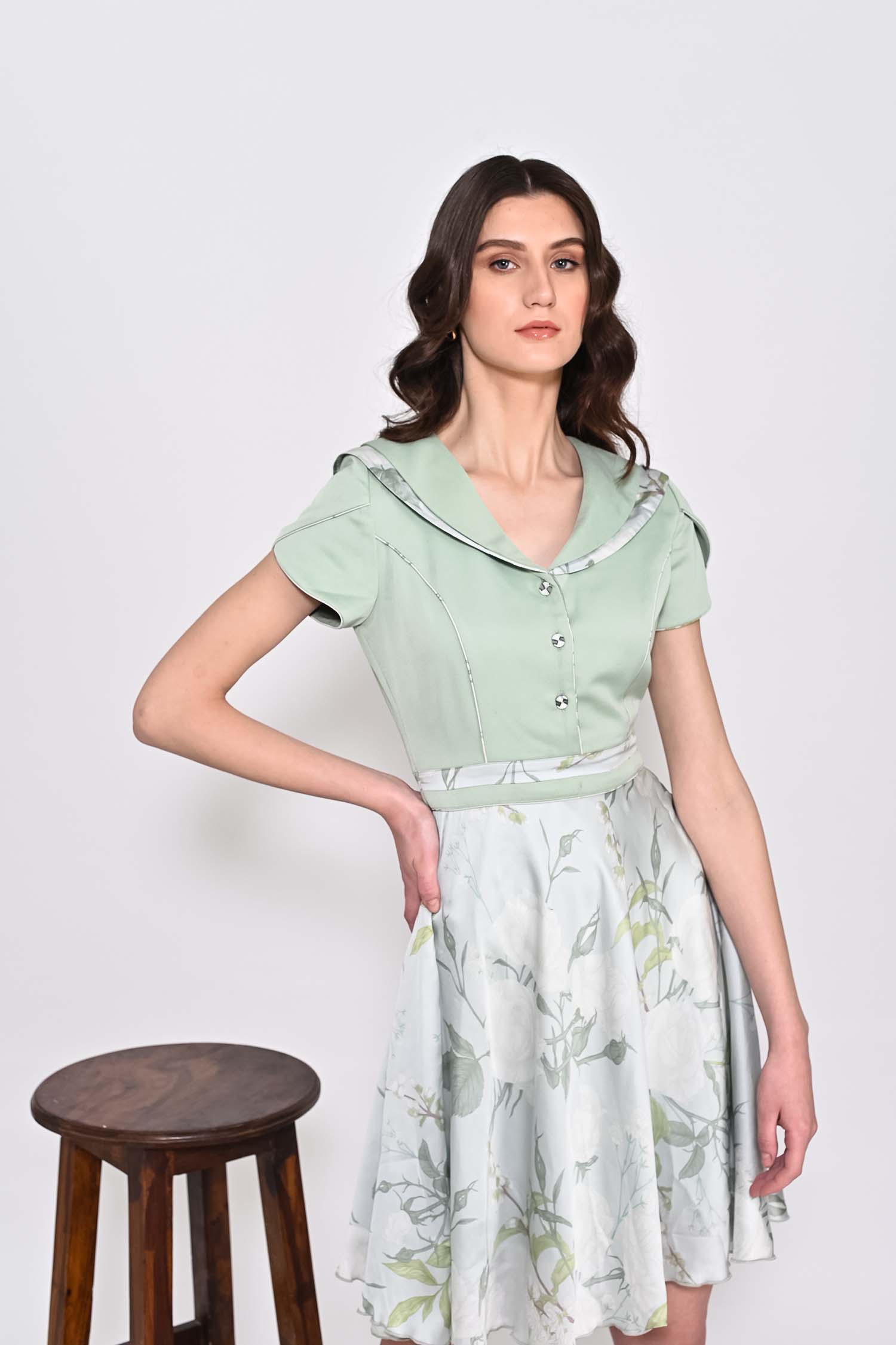 Pixie Green Norway printed short flared dress