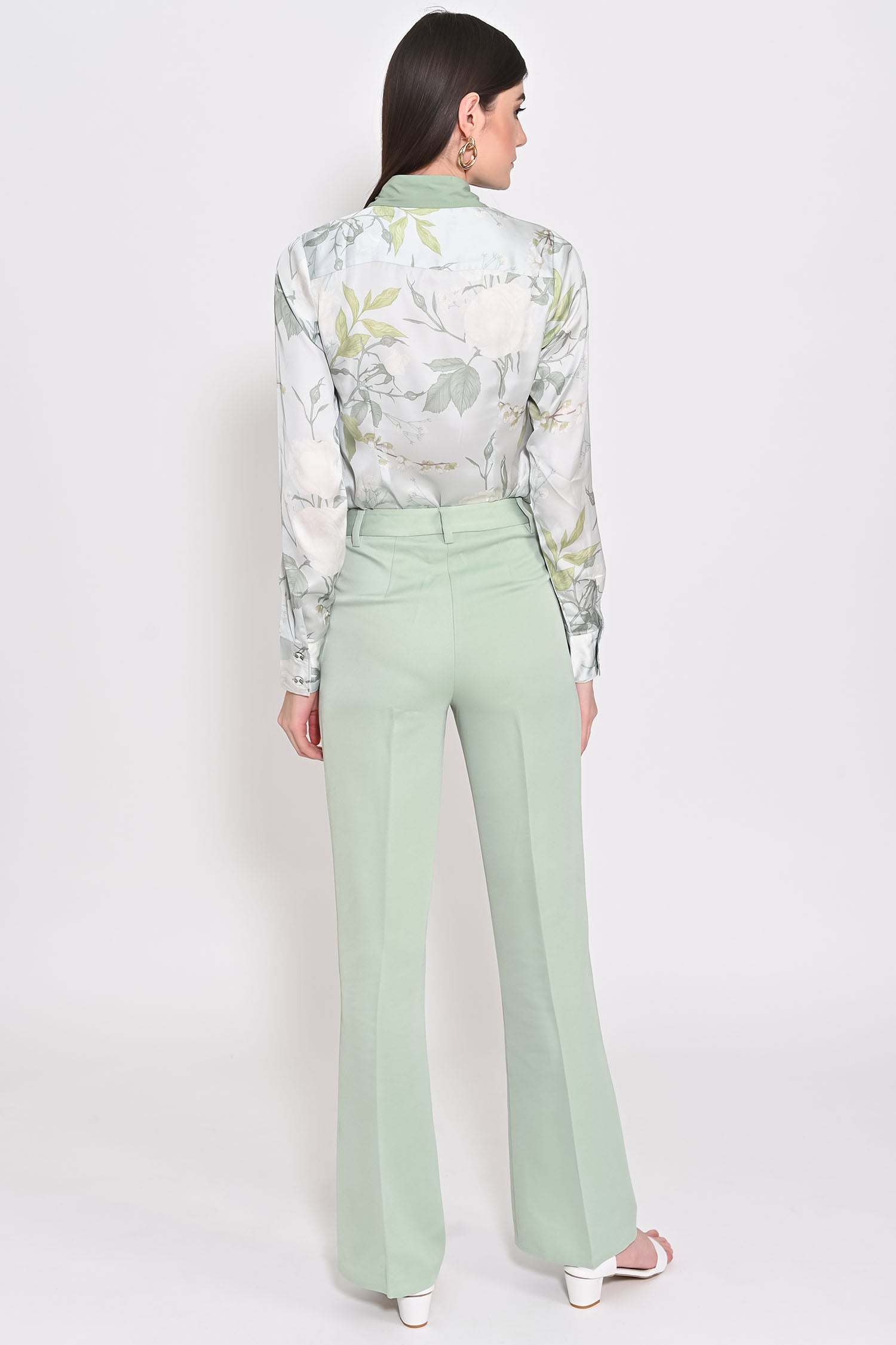 Norway Printed Shirt With Pixie Green Flared Trousers