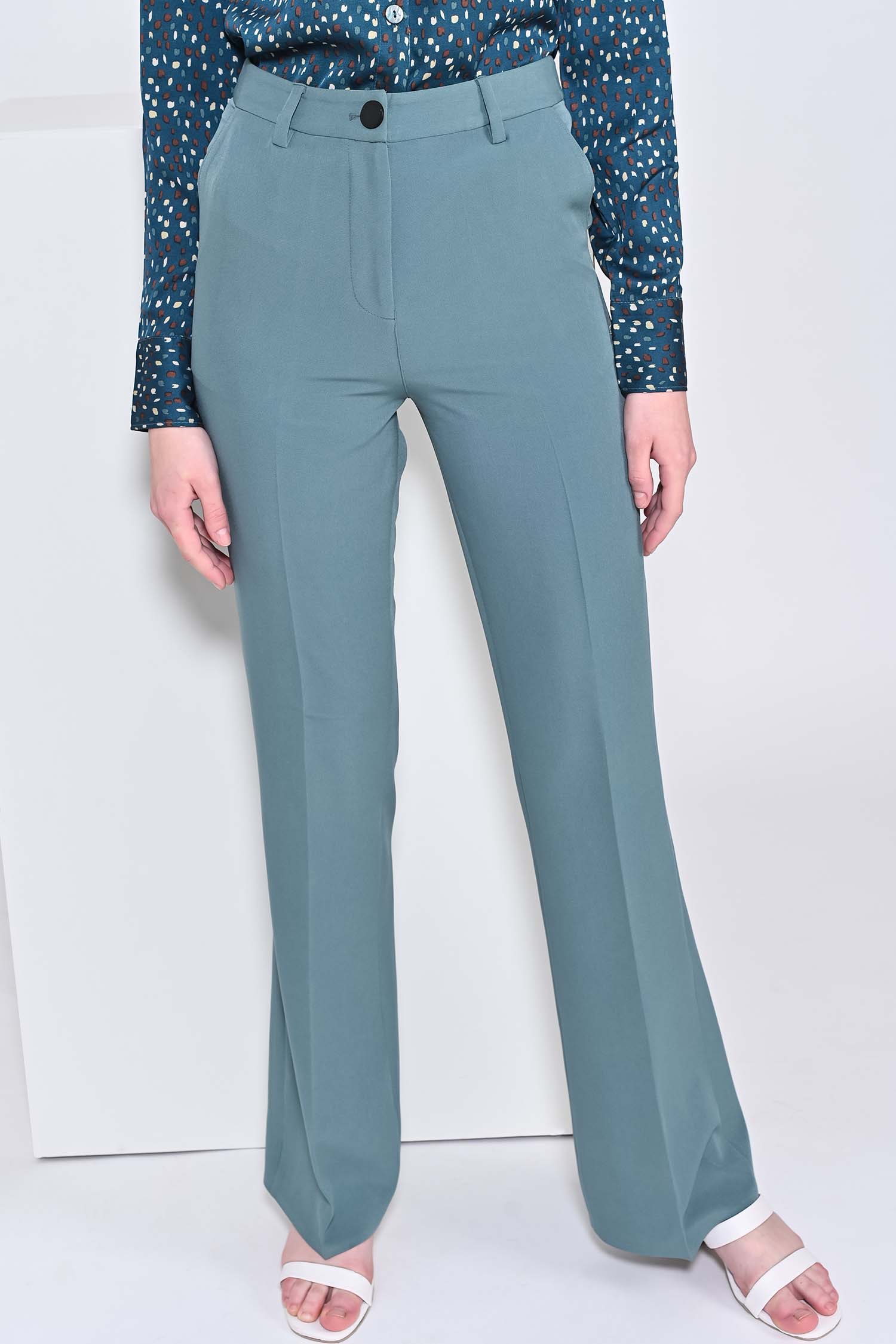 Neptune Green Flared Trousers