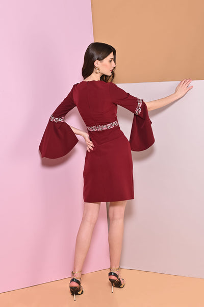 Sanguine Embroidery Cape Sleeve Dress