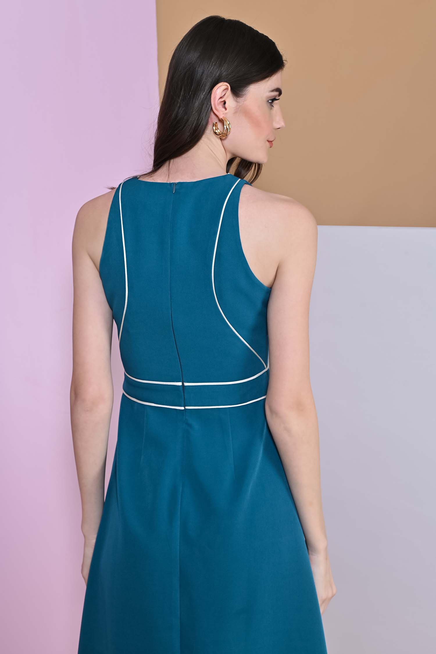 A-Line Teal Blue Slit Dress