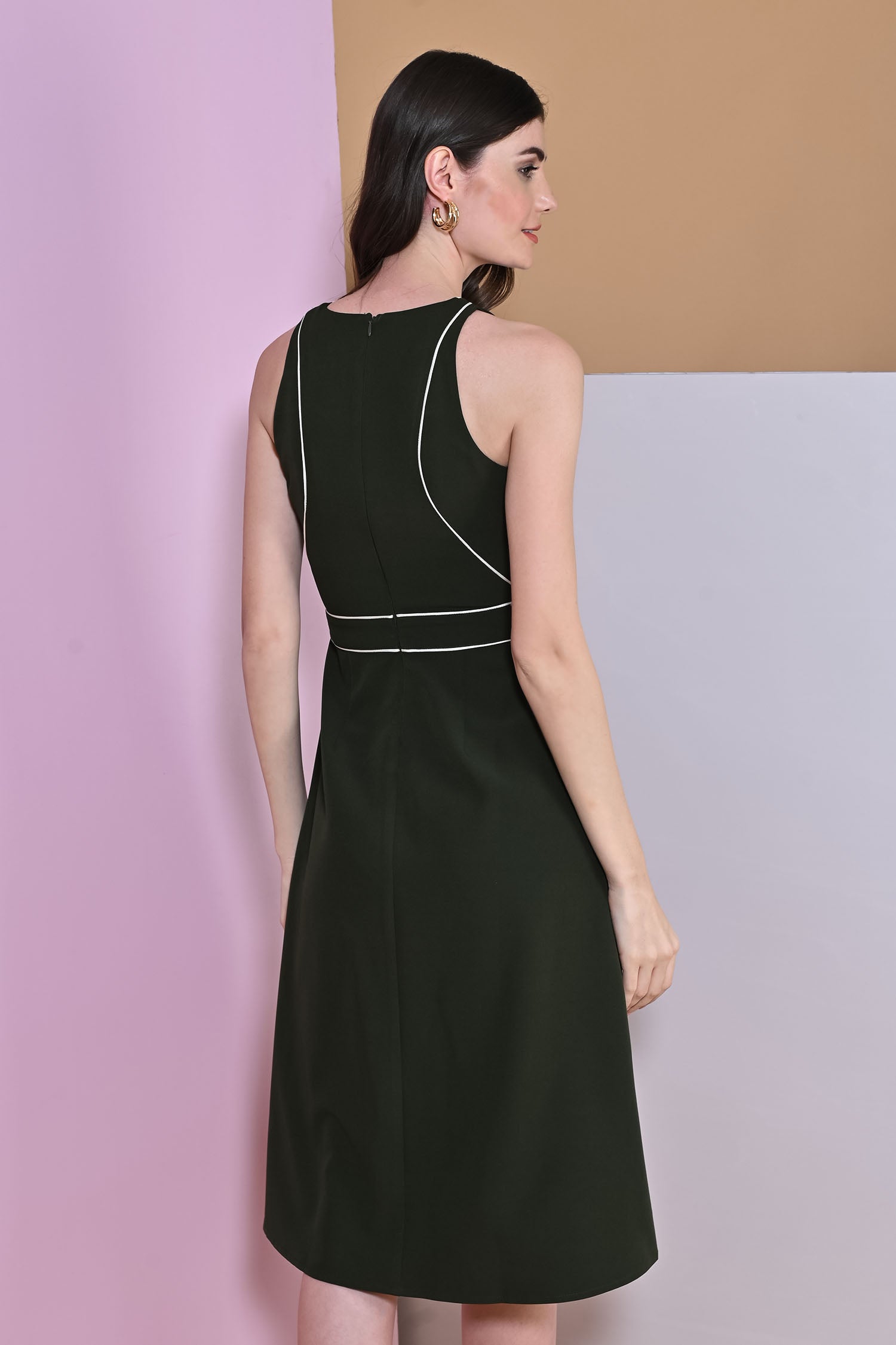 A-Line Juniper Green Slit Dress