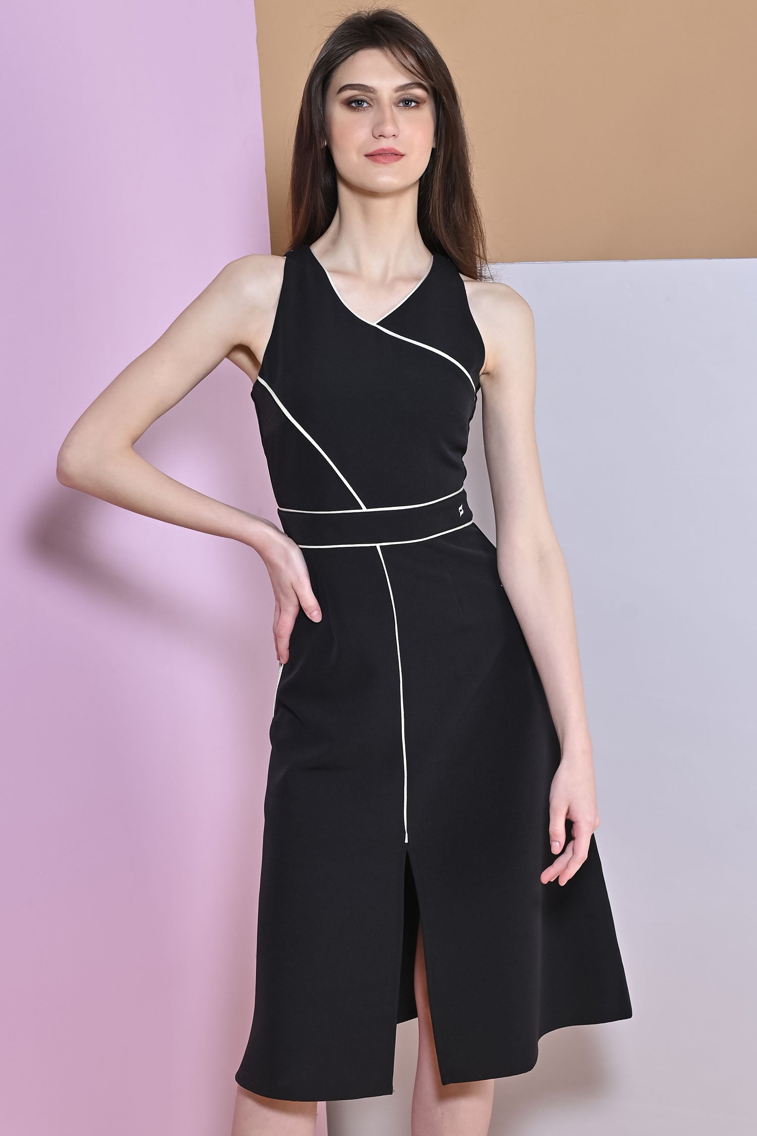 A-Line Black Slit Dress