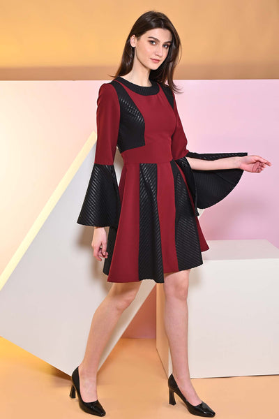 Sanguine Pitch flared dress with cape sleeves