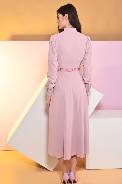 Azalea Long Neck Tie Collar Dress