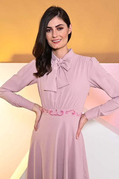 Azalea Long Neck Tie Collar Dress