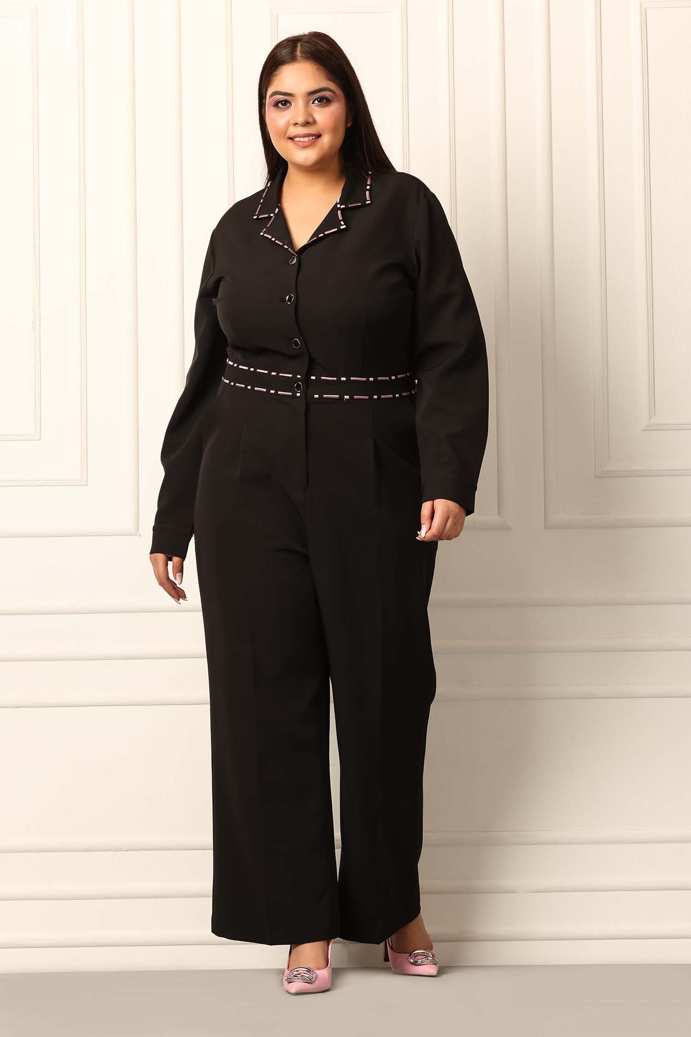 Black Embroidered Jumpsuit