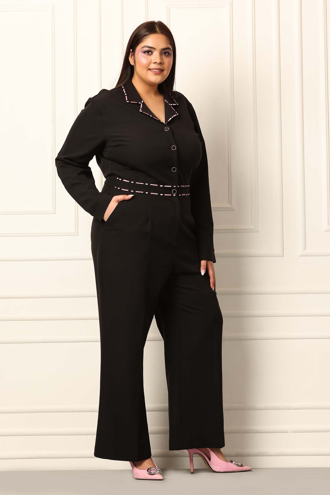 Black Embroidered Jumpsuit